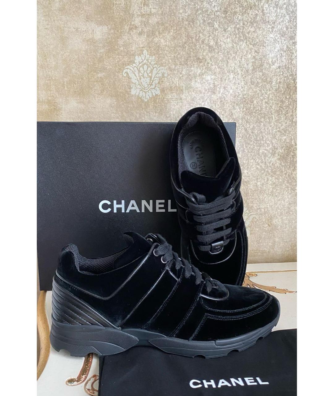 CHANEL Черные бархатные кроссовки, фото 7
