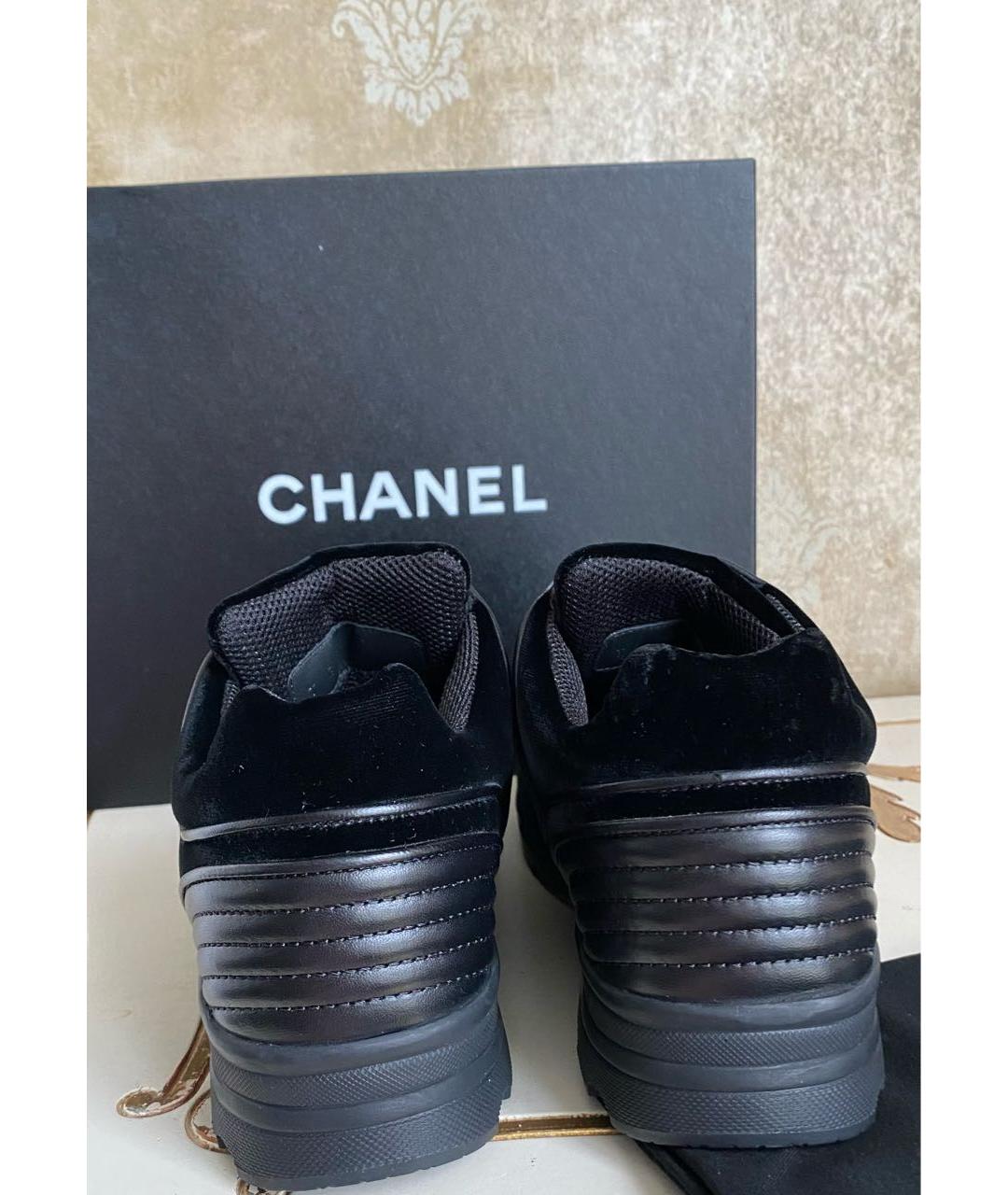 CHANEL Черные бархатные кроссовки, фото 4