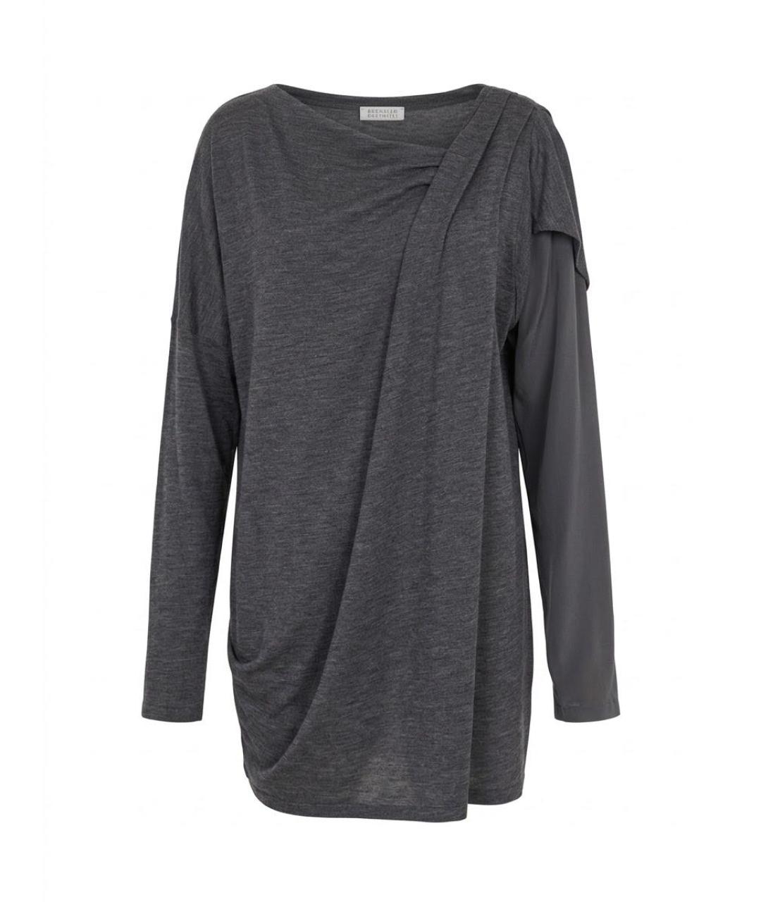 BRUNELLO CUCINELLI Антрацитовое шерстяное повседневное платье, фото 9