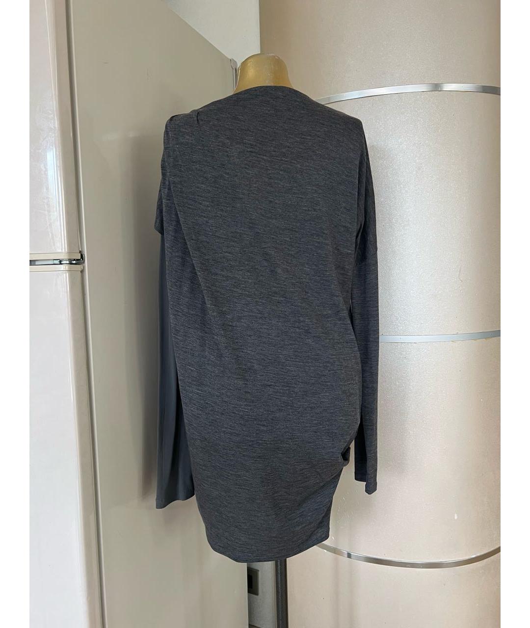 BRUNELLO CUCINELLI Антрацитовое шерстяное повседневное платье, фото 2