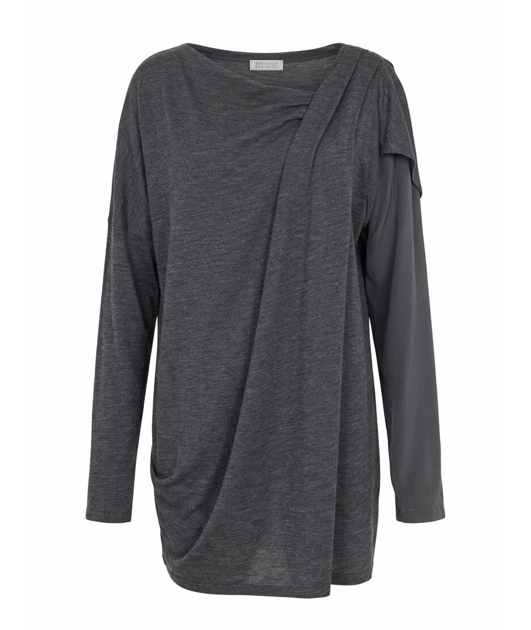 BRUNELLO CUCINELLI Антрацитовое шерстяное повседневное платье, фото 1