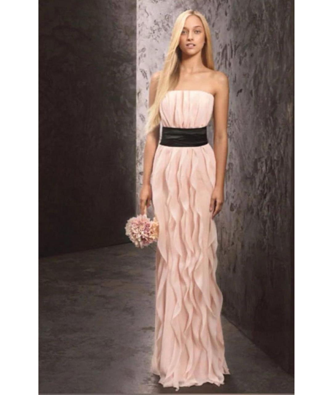 VERA WANG Розовое шифоновое вечернее платье, фото 6