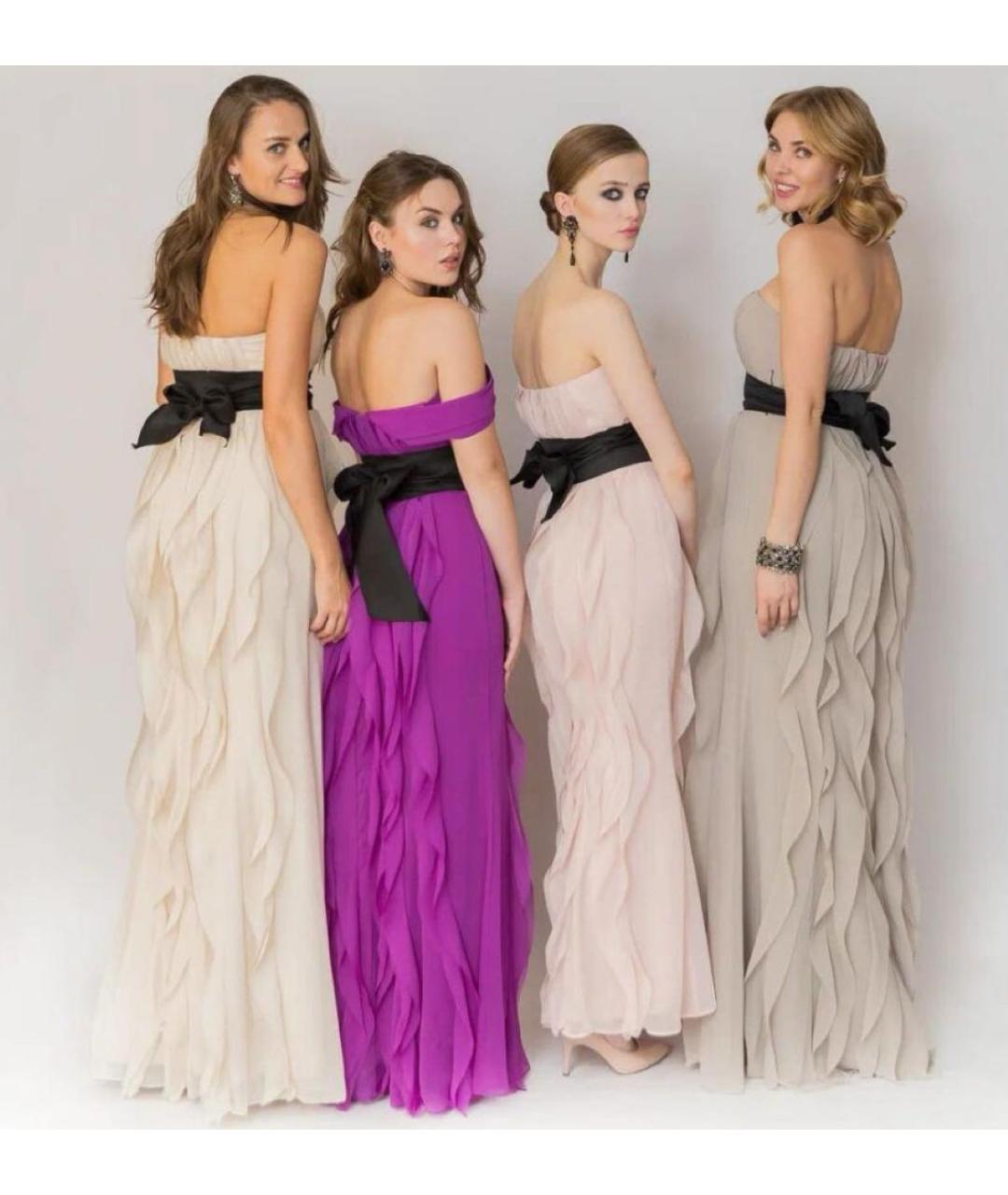 VERA WANG Розовое шифоновое вечернее платье, фото 5
