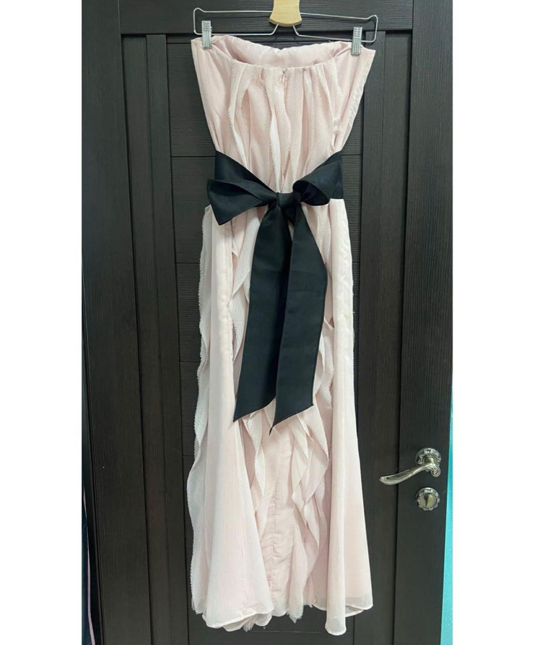 VERA WANG Розовое шифоновое вечернее платье, фото 2