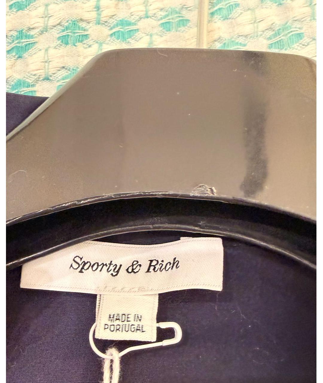 SPORTY AND RICH Темно-синяя хлопковая рубашка, фото 3