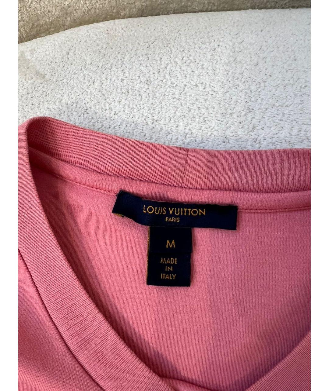 LOUIS VUITTON Розовая хлопковая футболка, фото 5