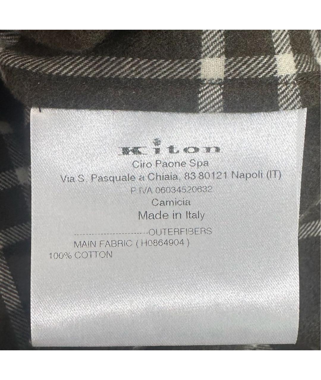 KITON Коричневая хлопковая рубашка, фото 3