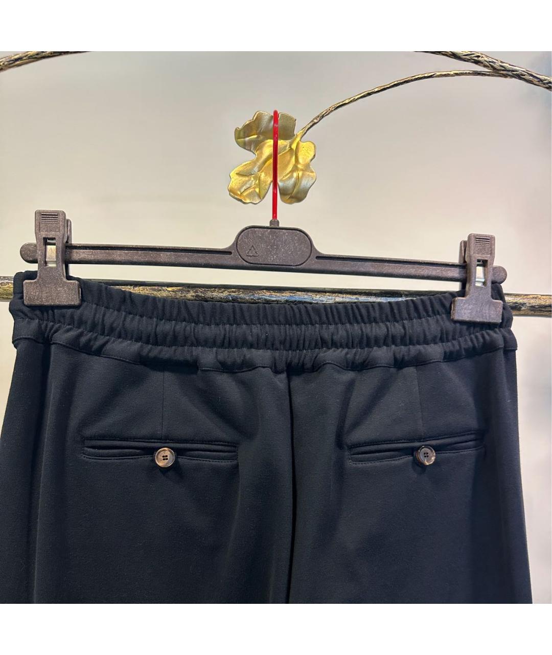 KITON Черные хлопко-эластановые прямые брюки, фото 3