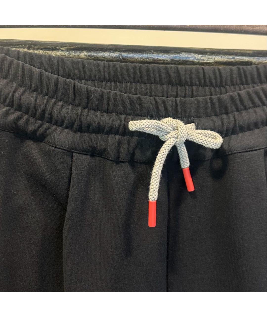 KITON Черные хлопко-эластановые прямые брюки, фото 4