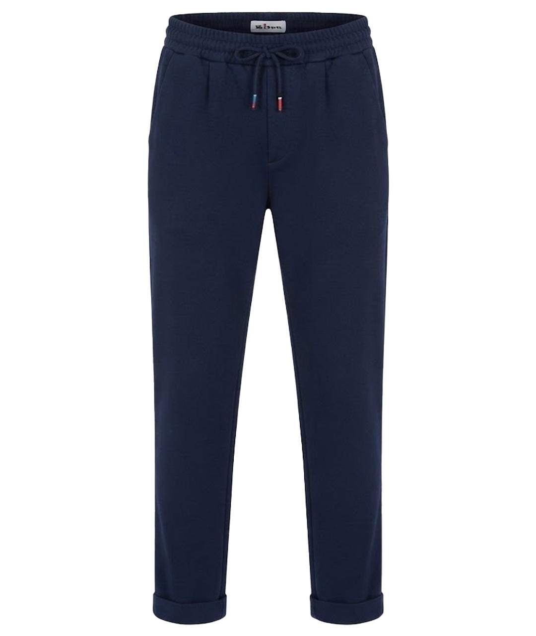 KITON Черные хлопко-эластановые прямые брюки, фото 1