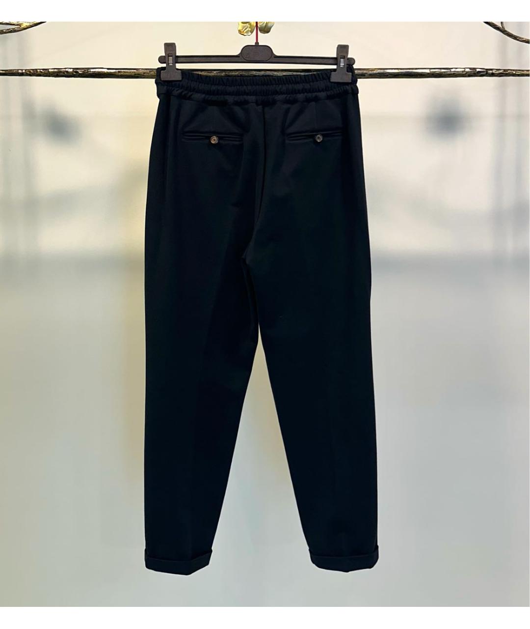 KITON Черные хлопко-эластановые прямые брюки, фото 2