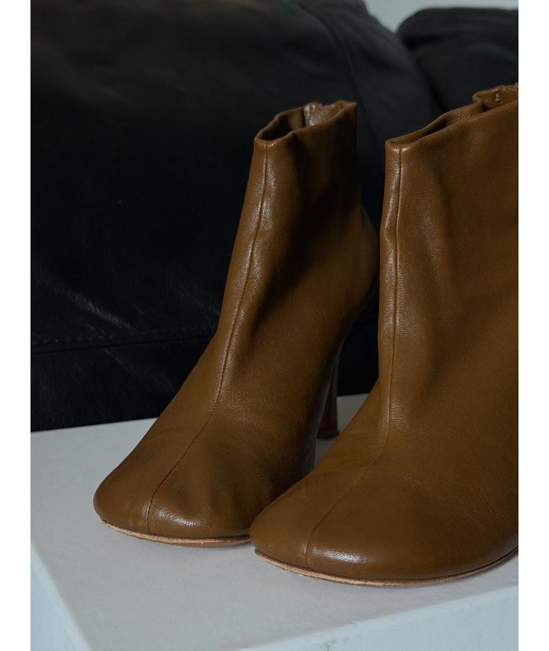 CELINE Коричневые кожаные ботильоны, фото 6