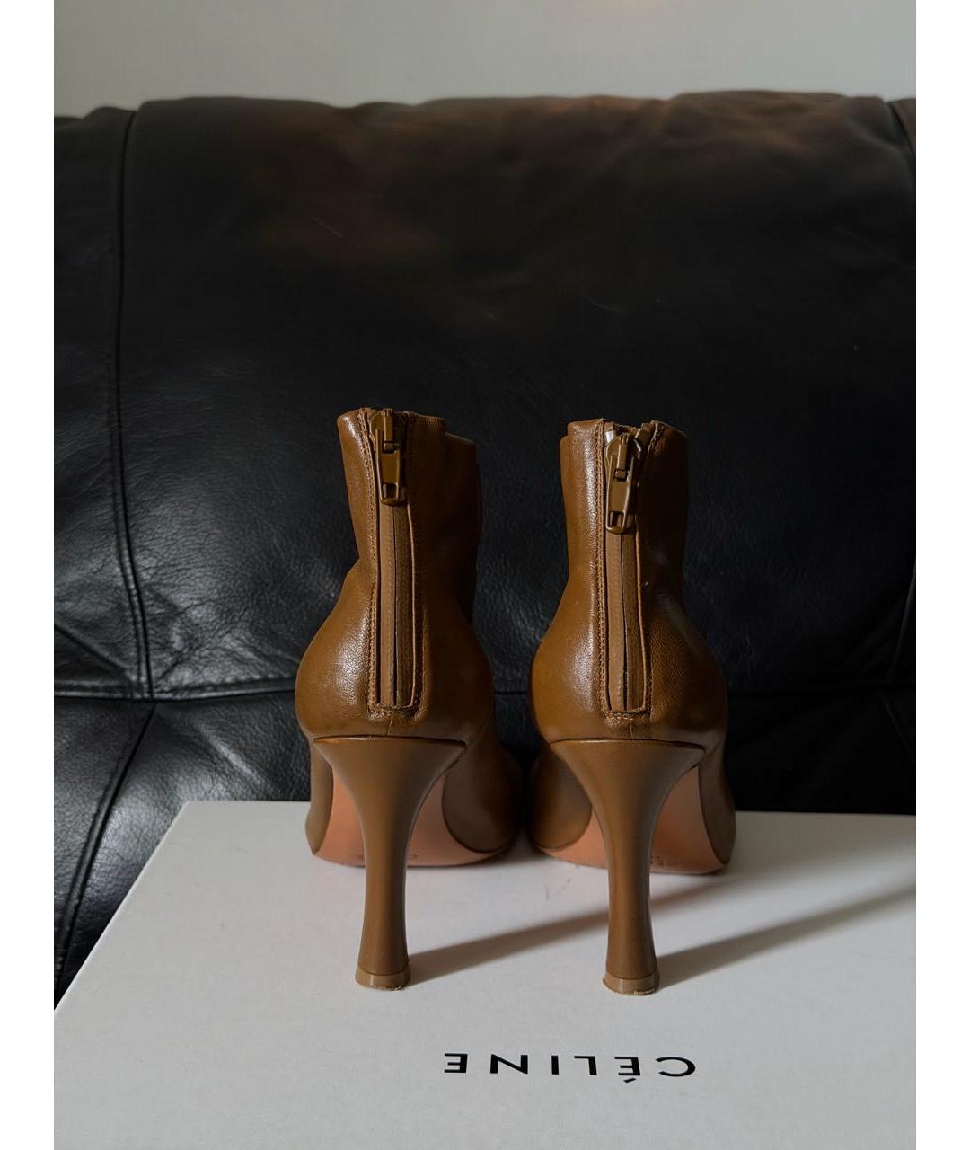CELINE Коричневые кожаные ботильоны, фото 4