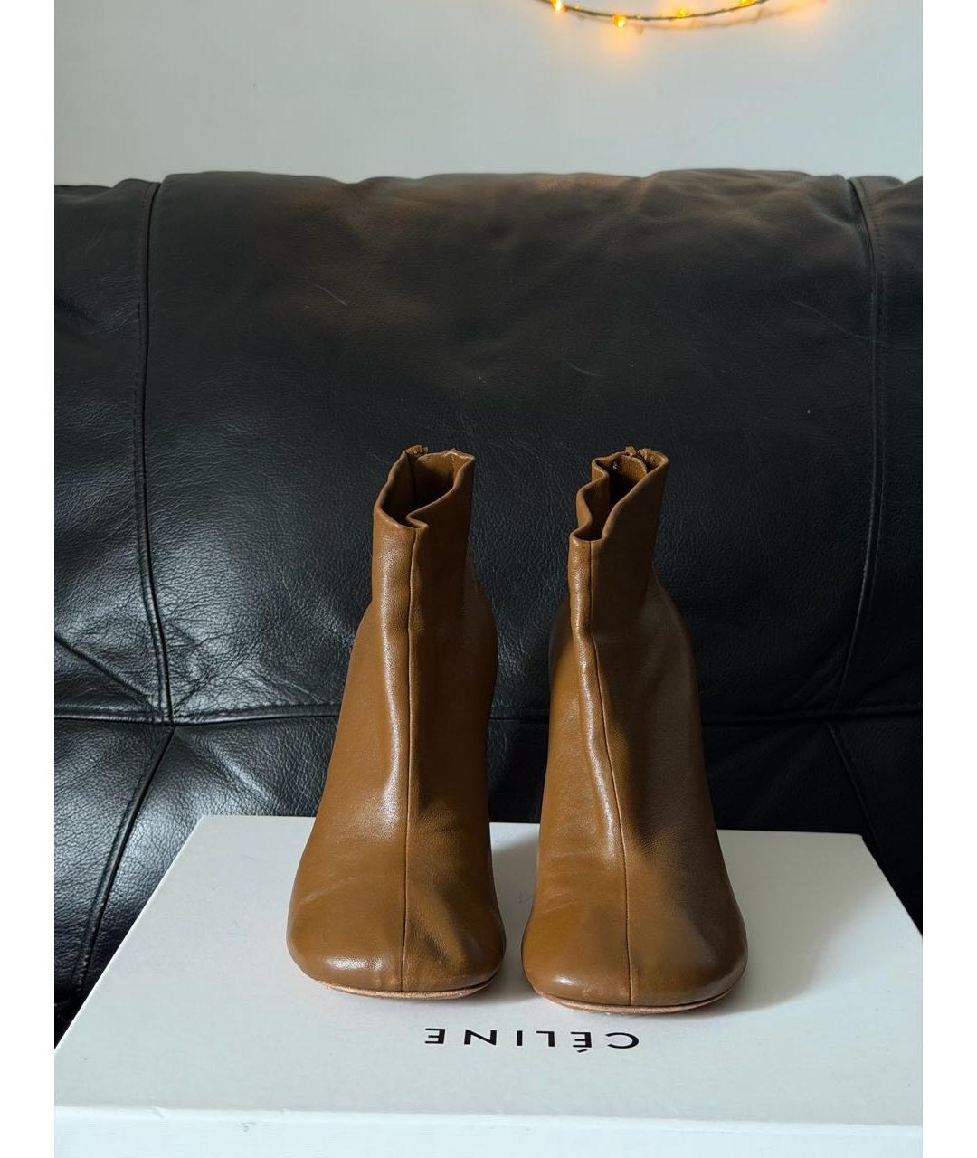 CELINE Коричневые кожаные ботильоны, фото 2