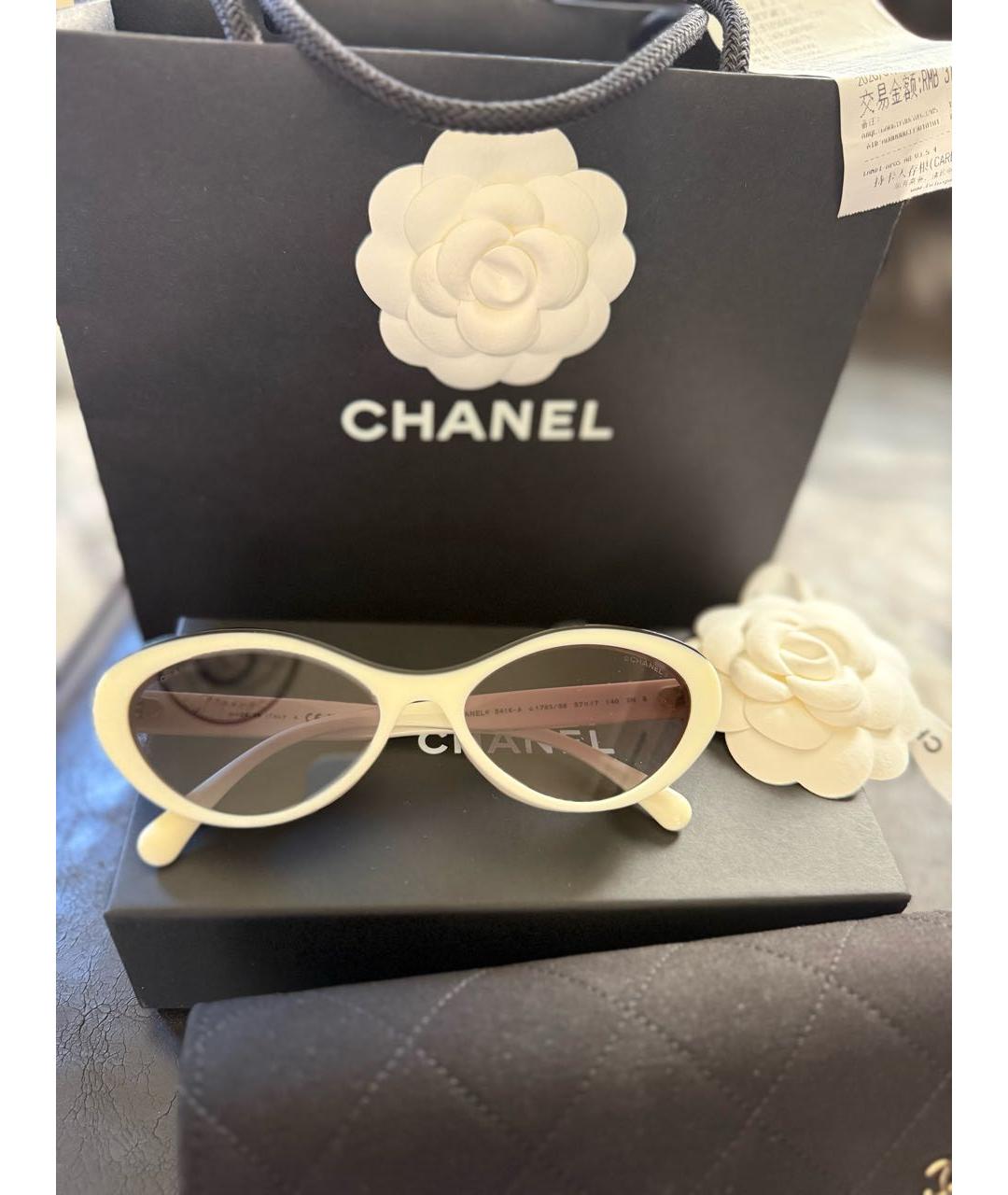 CHANEL Белые пластиковые солнцезащитные очки, фото 5