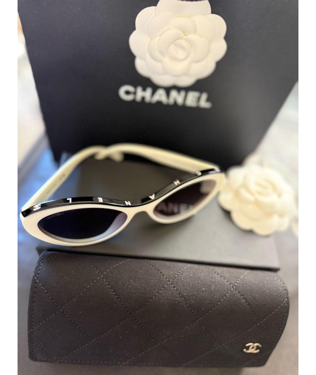 CHANEL Белые пластиковые солнцезащитные очки, фото 3