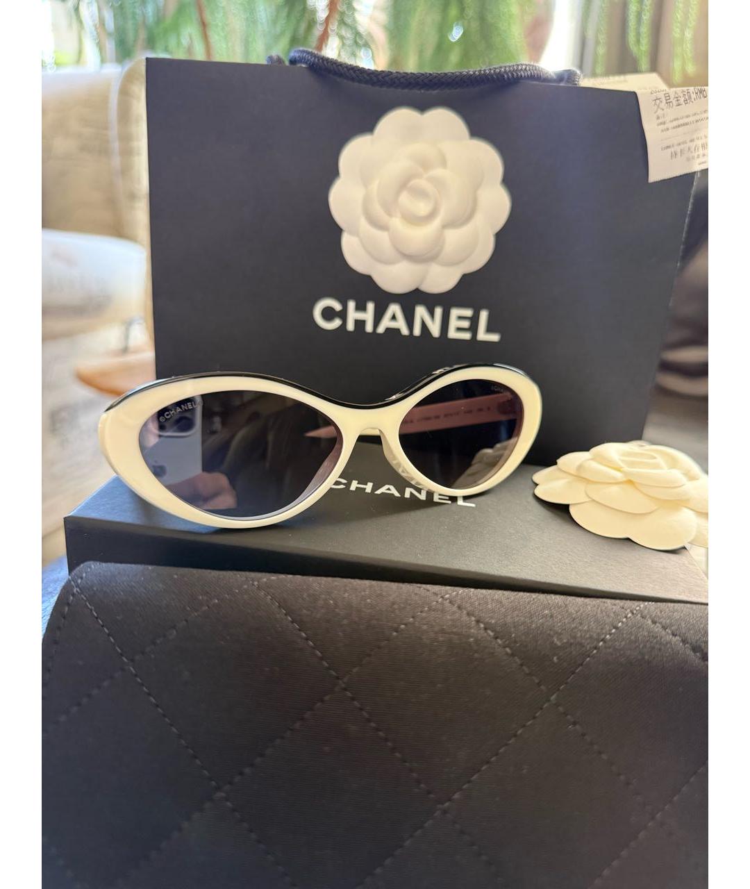 CHANEL Белые пластиковые солнцезащитные очки, фото 2