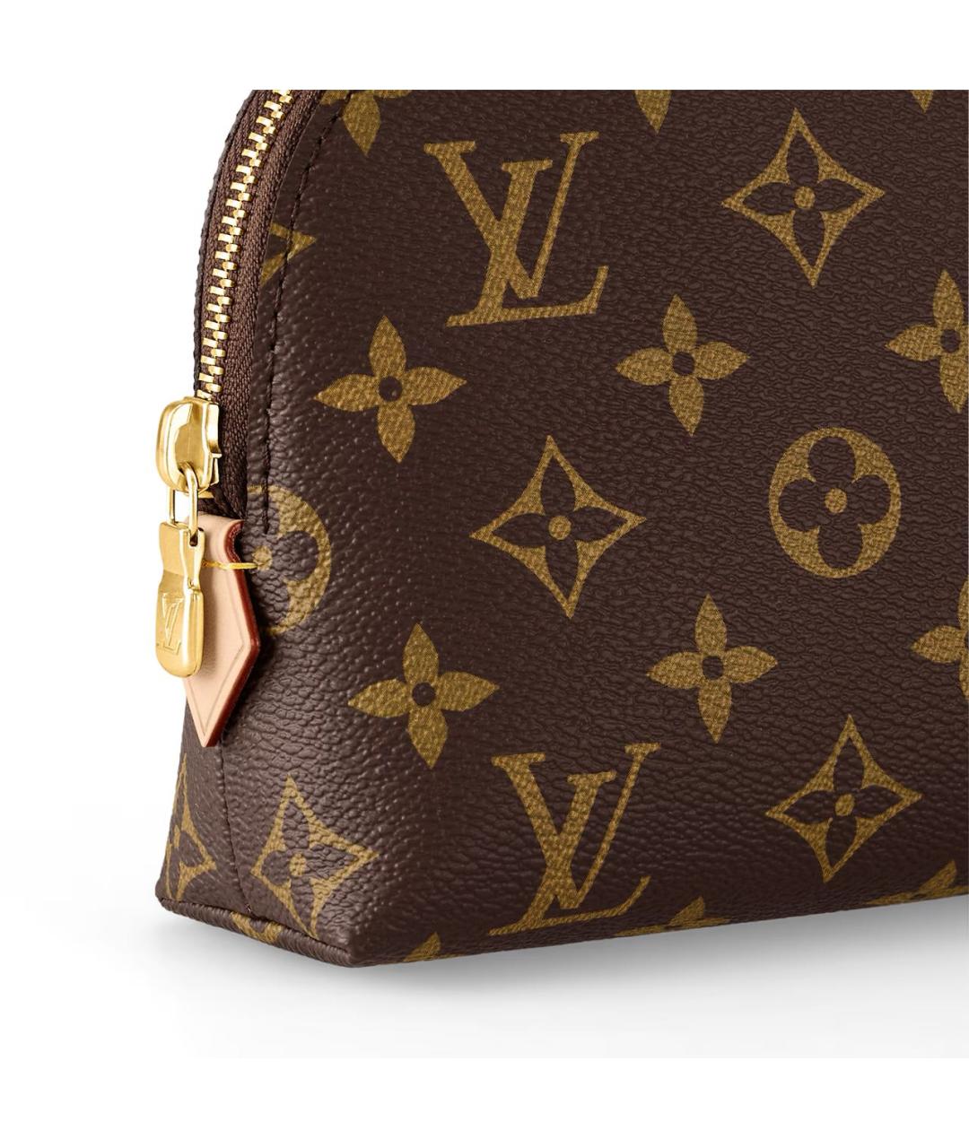LOUIS VUITTON Коричневая косметичка из канвы, фото 2