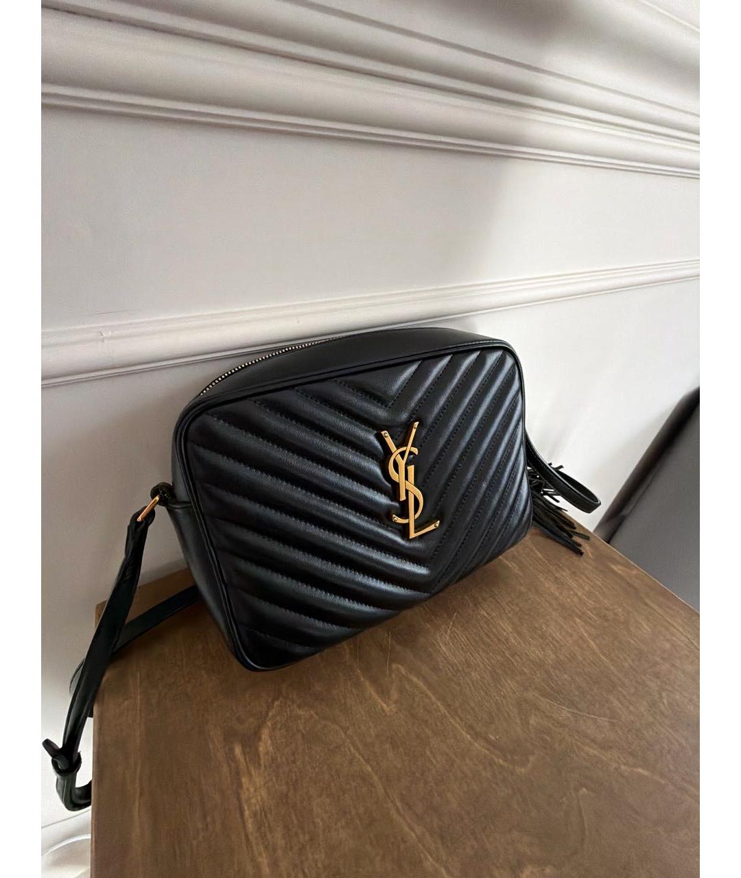 SAINT LAURENT Черная кожаная сумка через плечо, фото 2