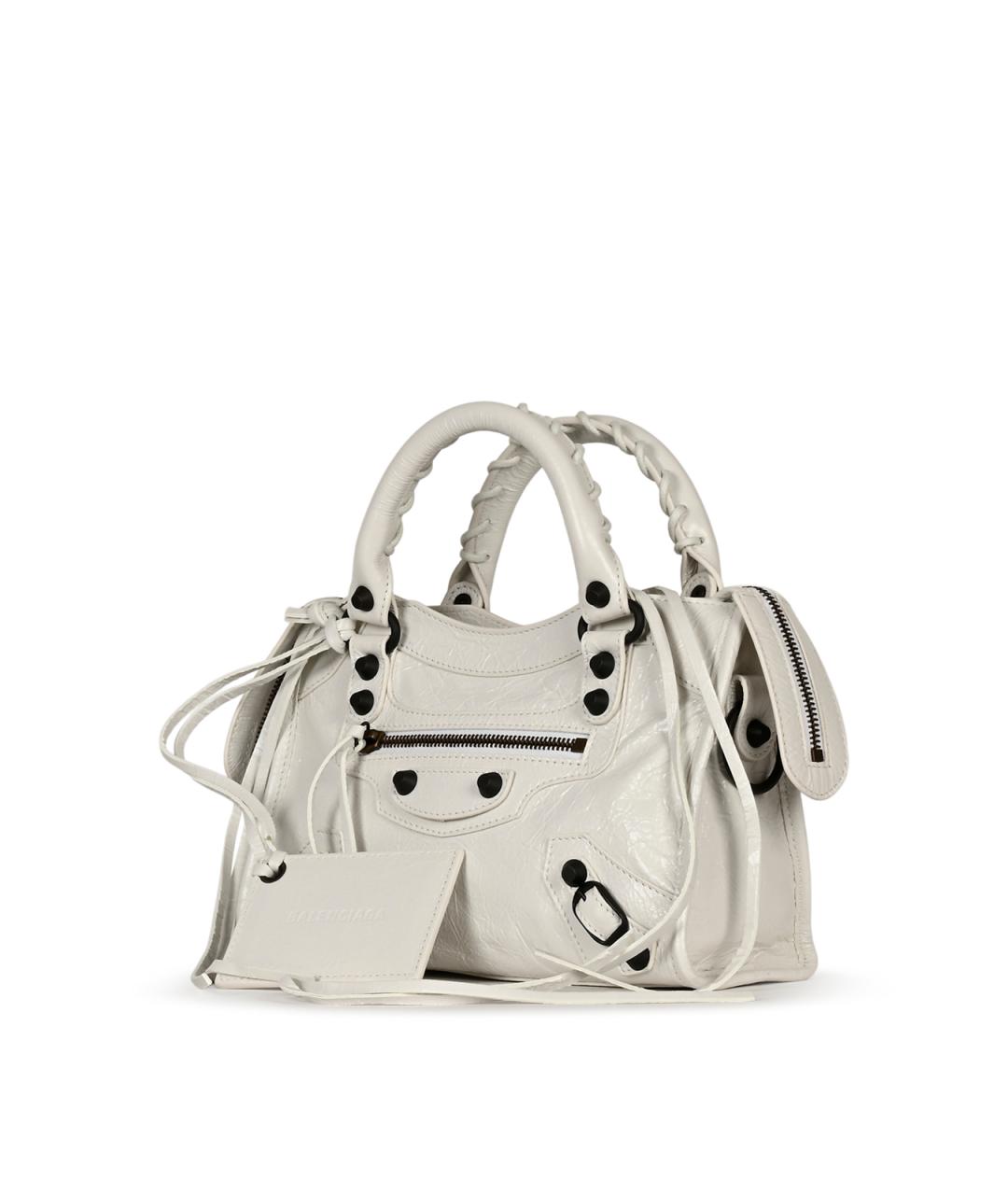 BALENCIAGA Белая кожаная сумка тоут, фото 2