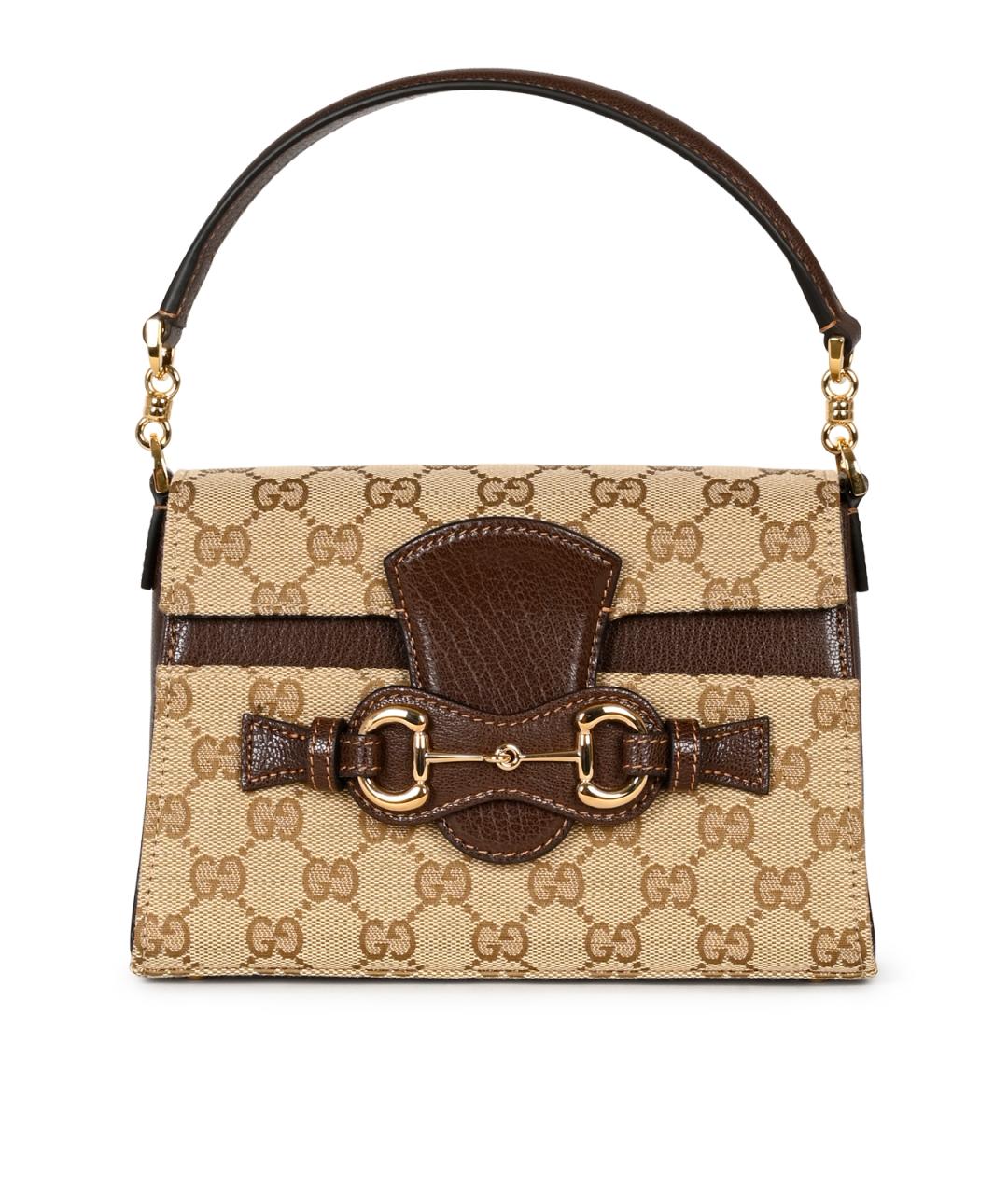 GUCCI Бежевая жаккардовая сумка через плечо, фото 1