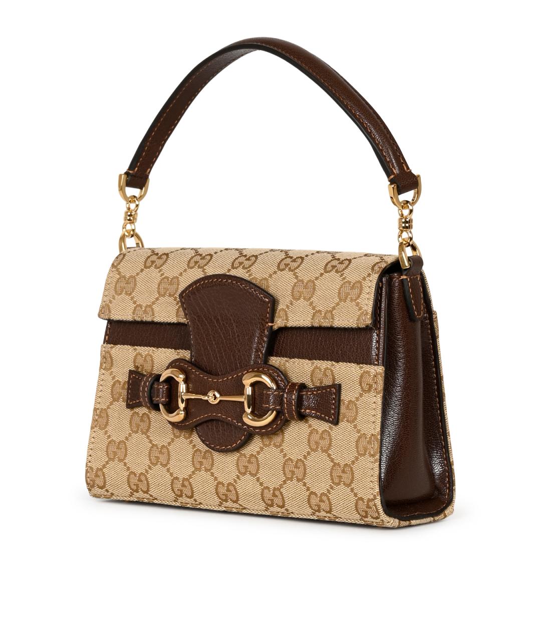 GUCCI Бежевая жаккардовая сумка через плечо, фото 2
