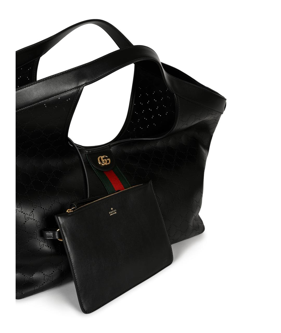 GUCCI Черная кожаная сумка тоут, фото 4