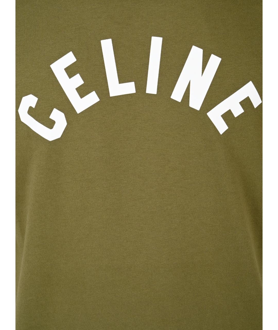 CELINE Зеленая хлопковая футболка, фото 3