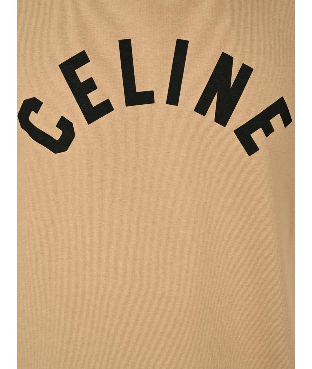 CELINE Бежевая хлопковая футболка, фото 3