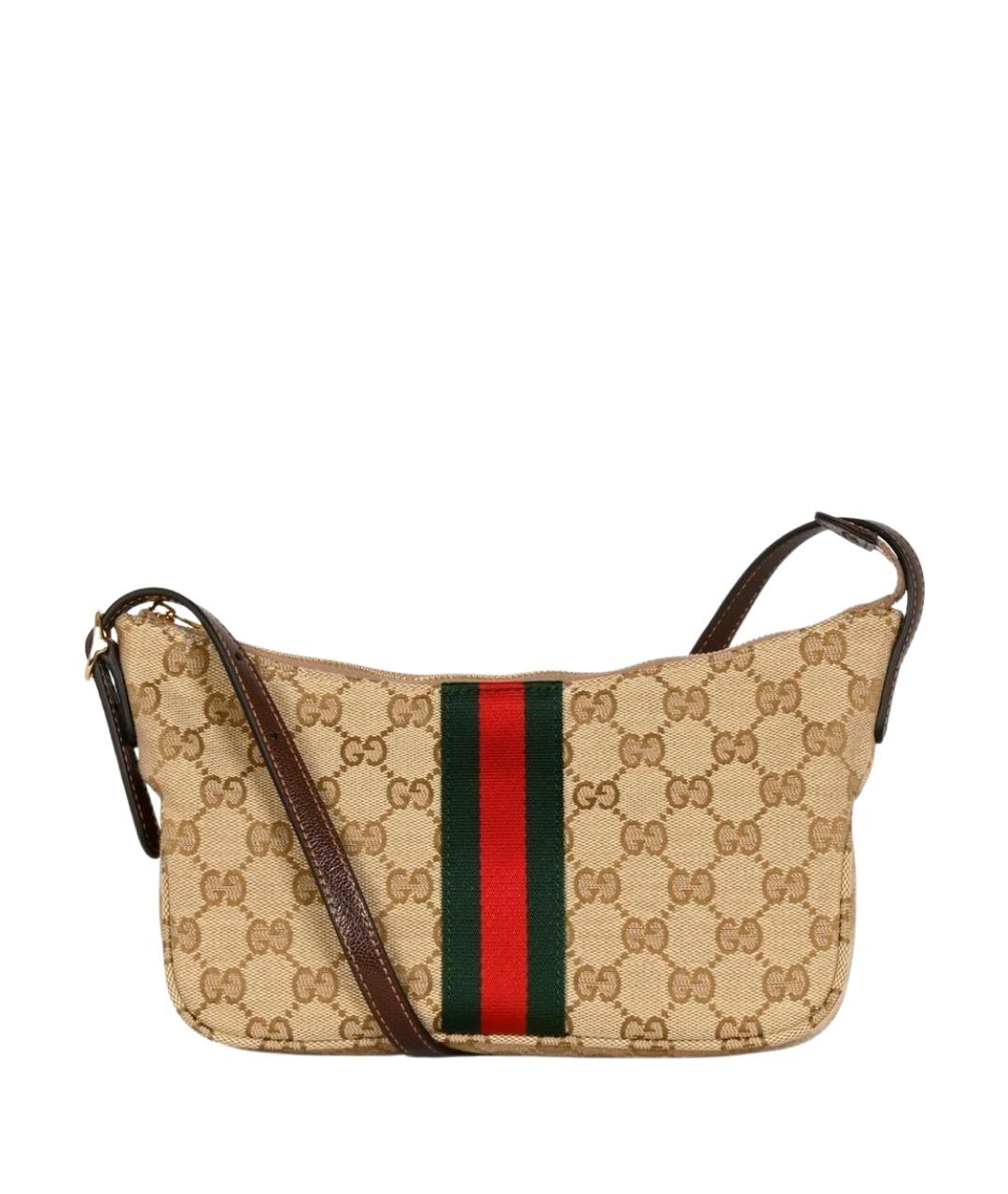 GUCCI Бежевая сумка на плечо из канвы, фото 1