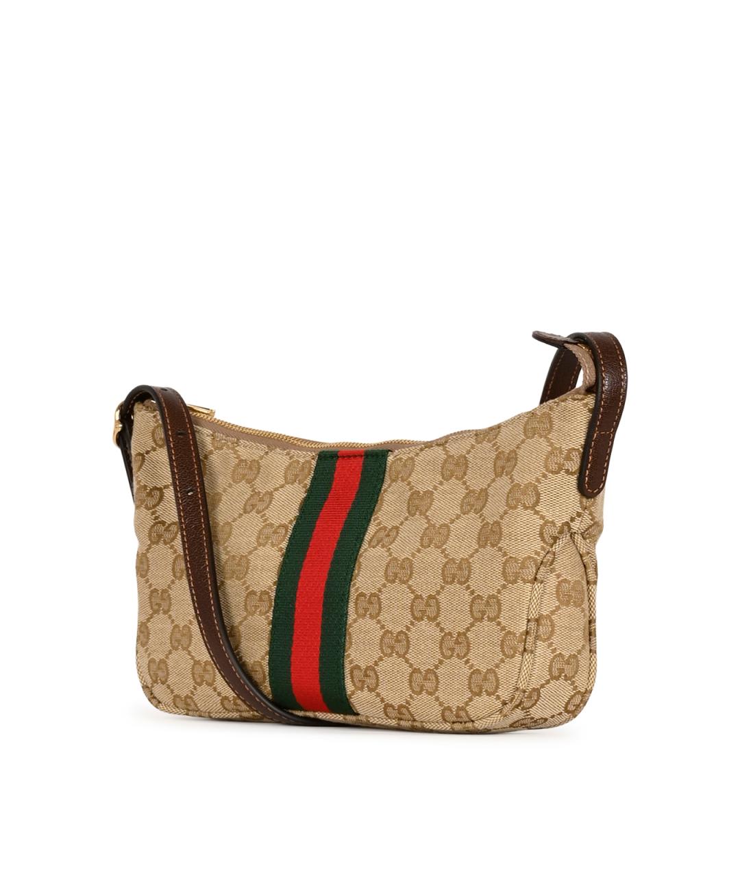 GUCCI Бежевая сумка на плечо из канвы, фото 2