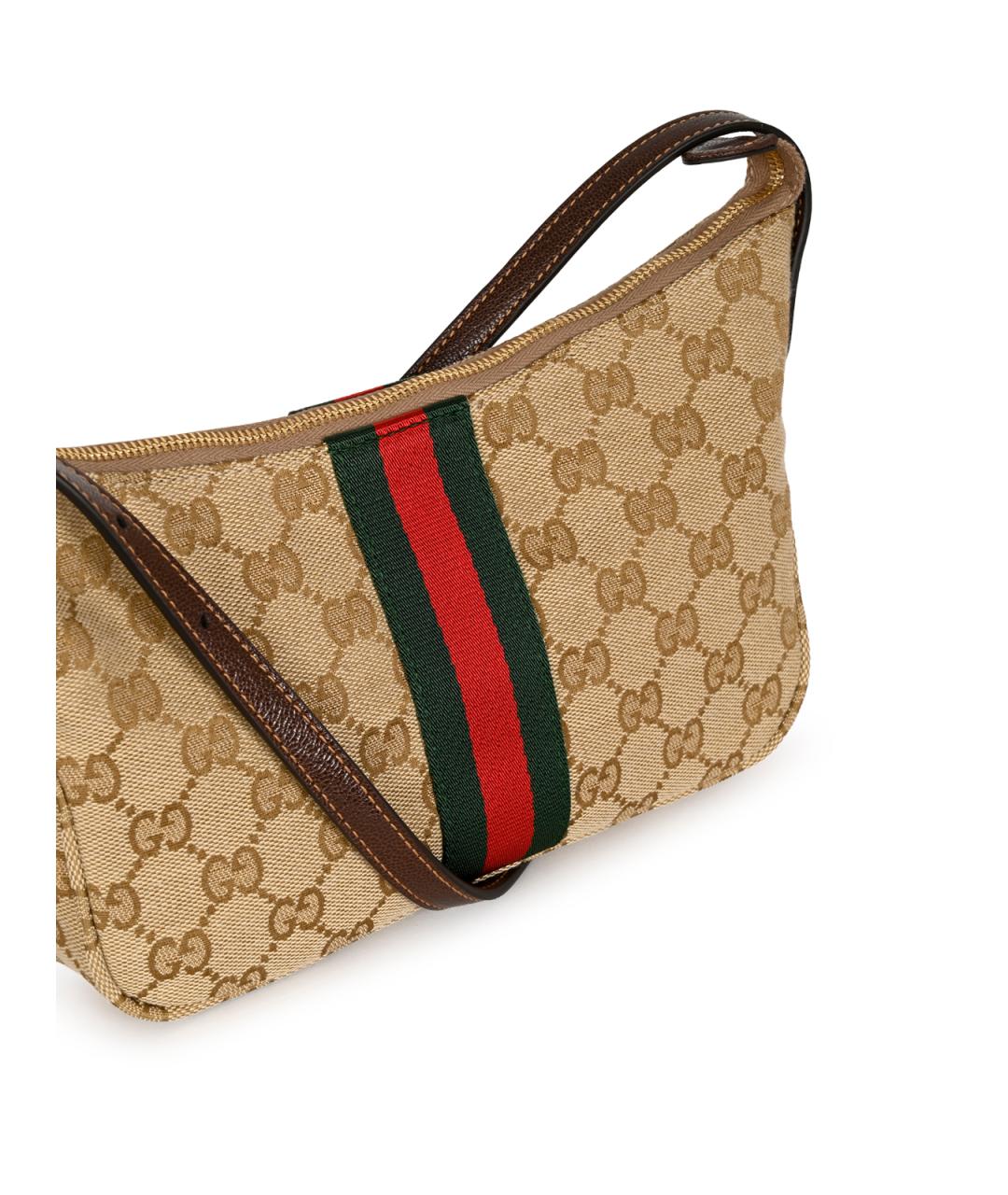 GUCCI Бежевая сумка на плечо из канвы, фото 4