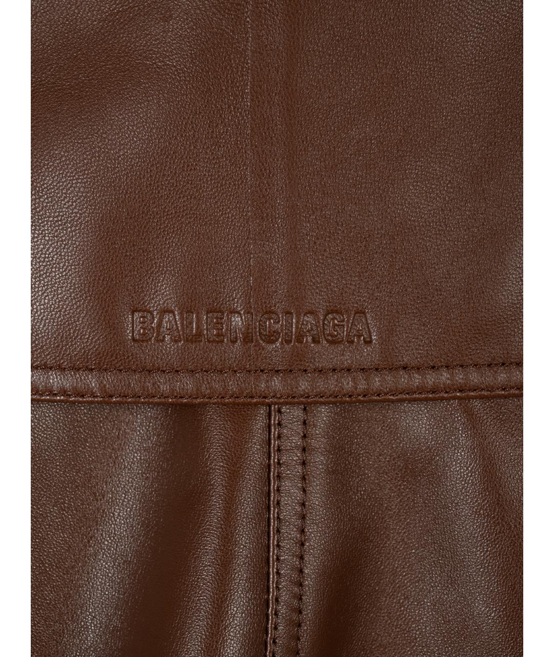 BALENCIAGA Коричневая кожаная куртка, фото 3