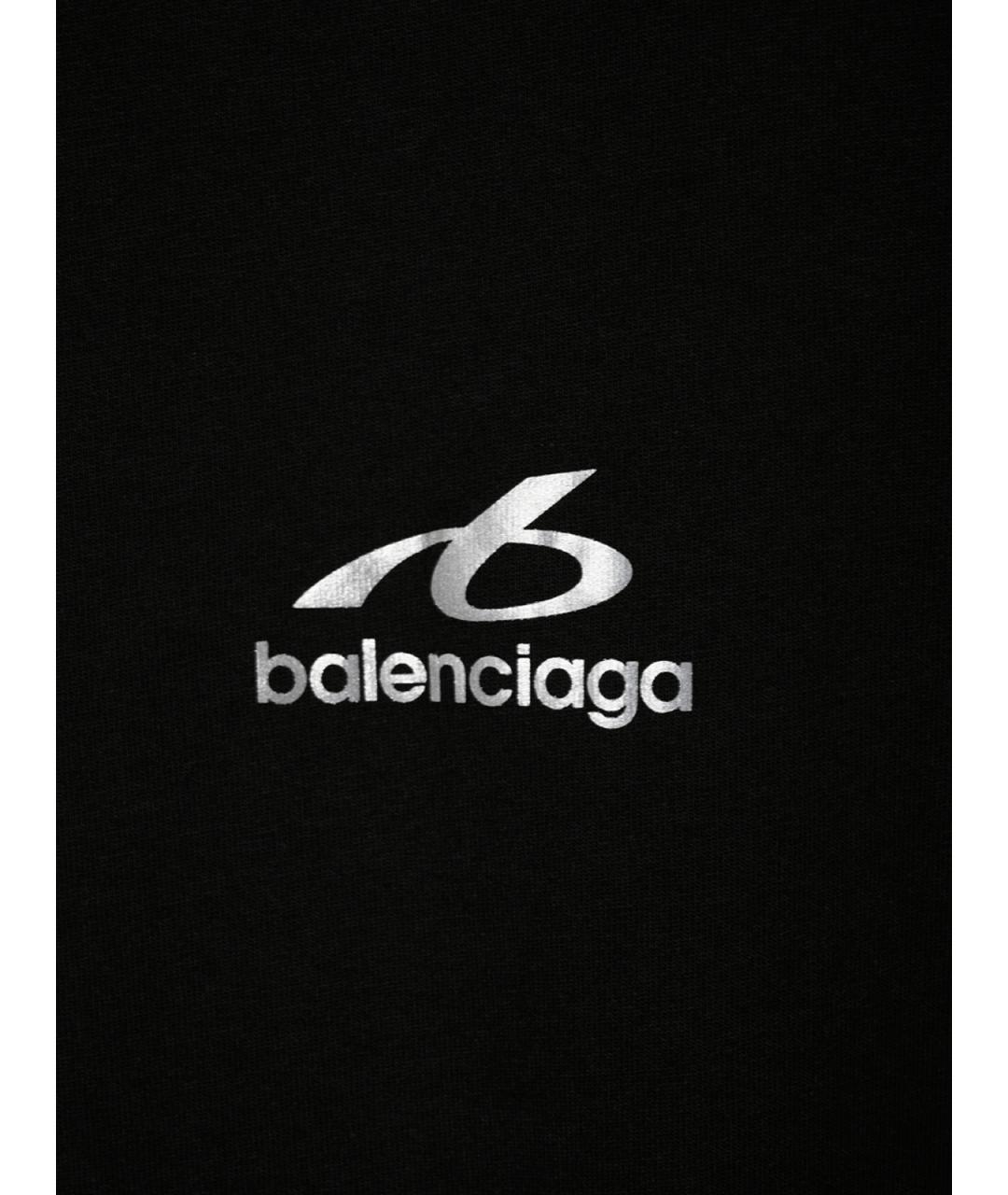 BALENCIAGA Черная хлопковая футболка, фото 3