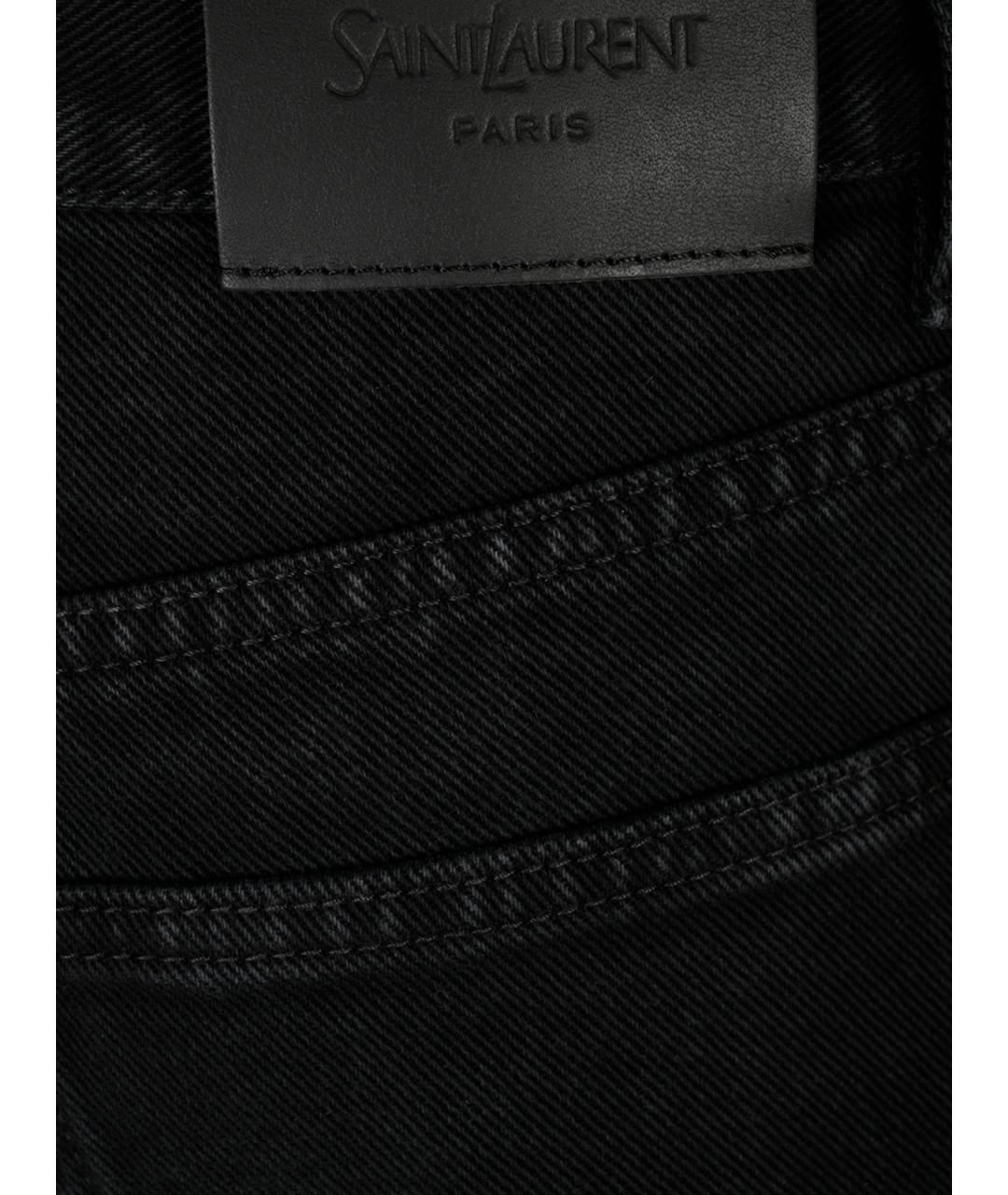 SAINT LAURENT Черные хлопковые прямые джинсы, фото 3