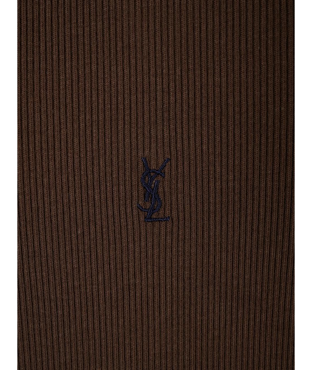 SAINT LAURENT Коричневая хлопковая майка, фото 3