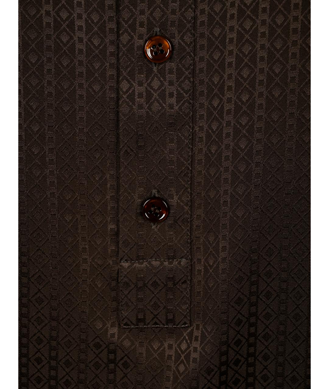 SAINT LAURENT Коричневая шелковая кэжуал рубашка, фото 3