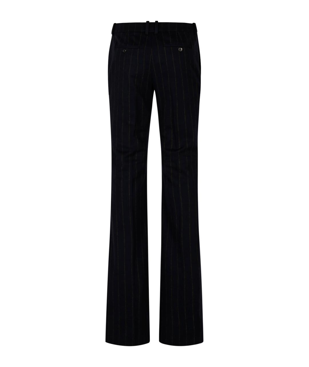 SAINT LAURENT Темно-синие шерстяные прямые брюки, фото 2