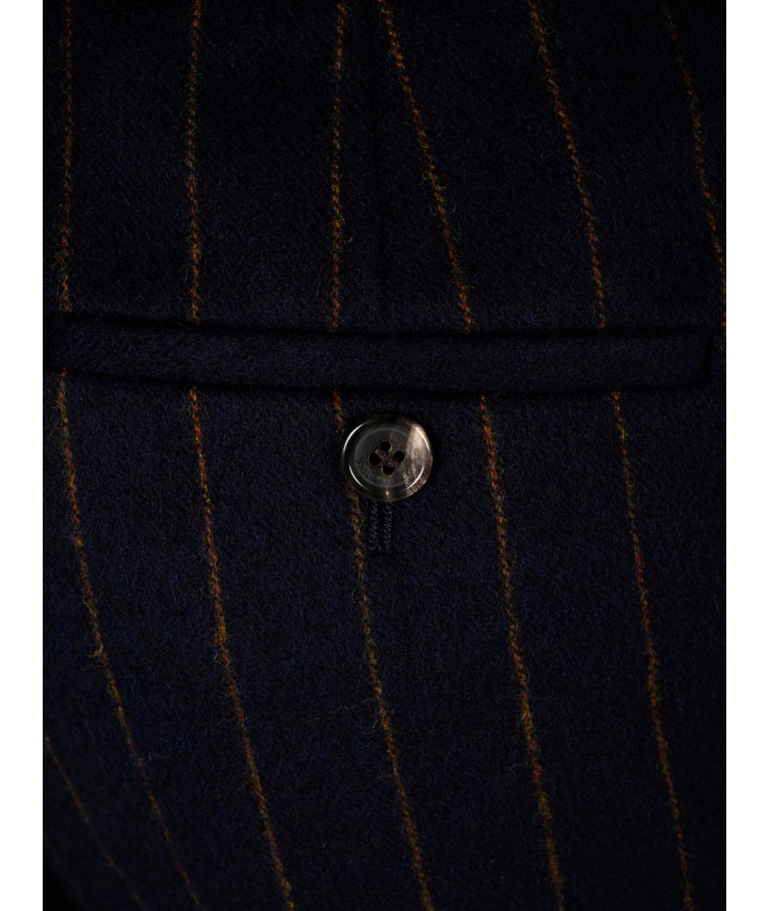 SAINT LAURENT Темно-синие шерстяные прямые брюки, фото 3