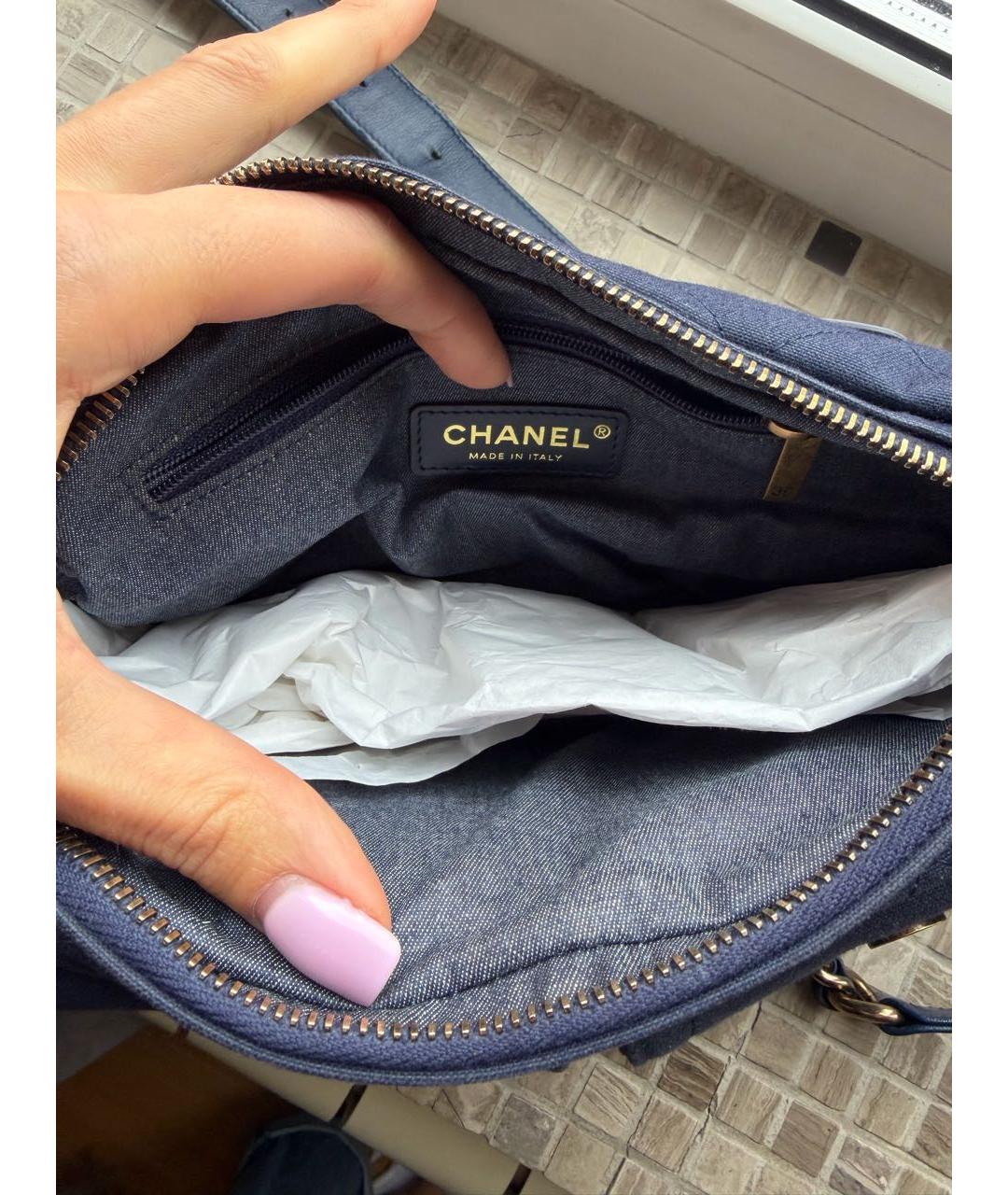 CHANEL Синяя деним поясная сумка, фото 4