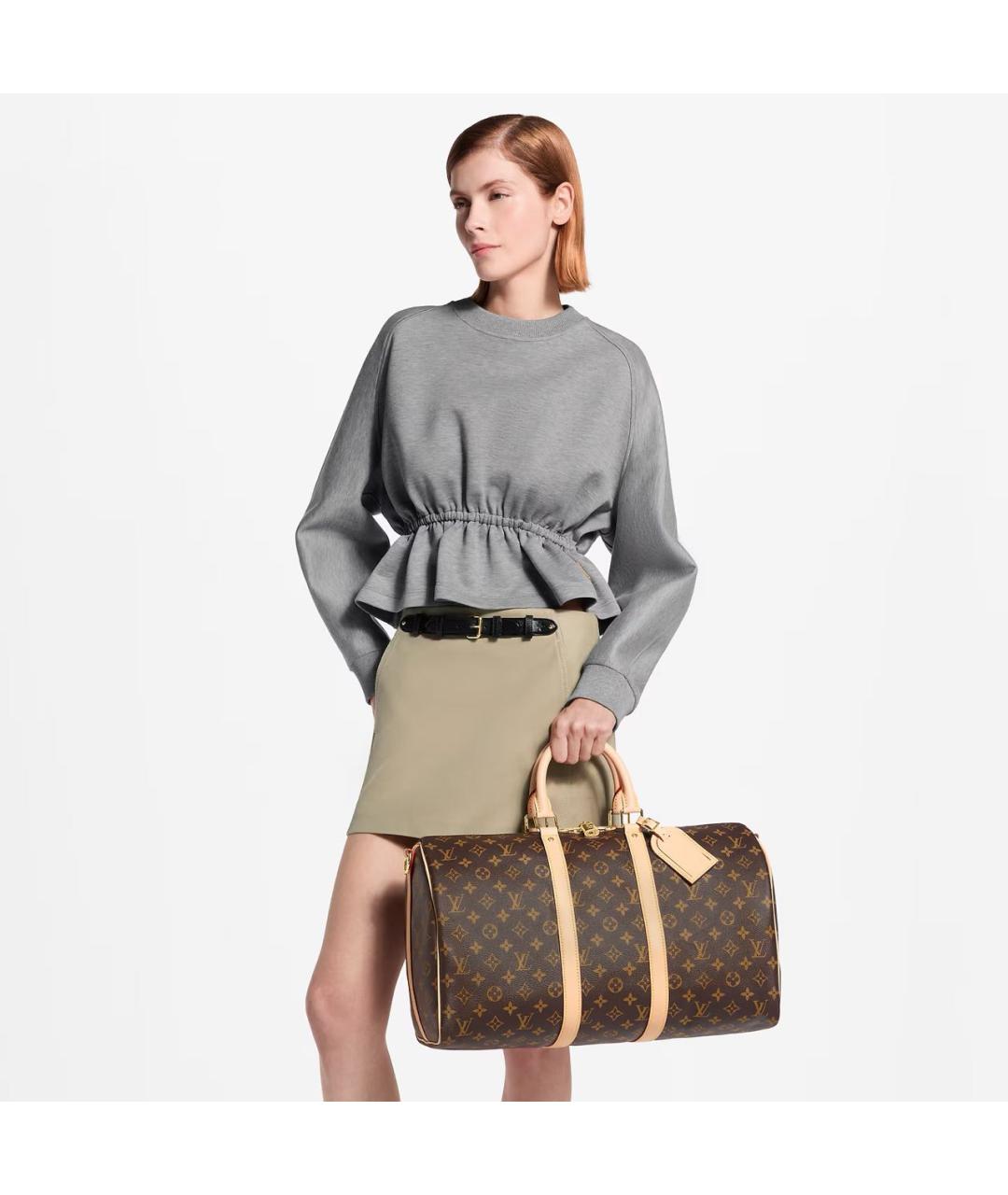 LOUIS VUITTON Коричневая дорожная/спортивная сумка из канвы, фото 4