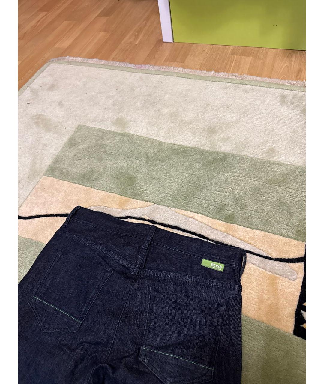 HUGO BOSS Темно-синие хлопковые прямые джинсы, фото 3