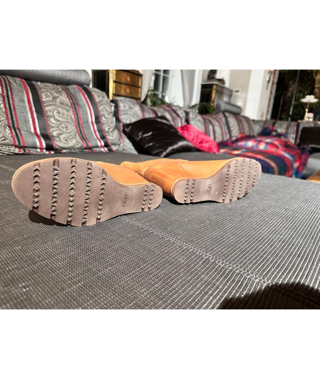 UGG Коричневые кожаные сапоги, фото 3