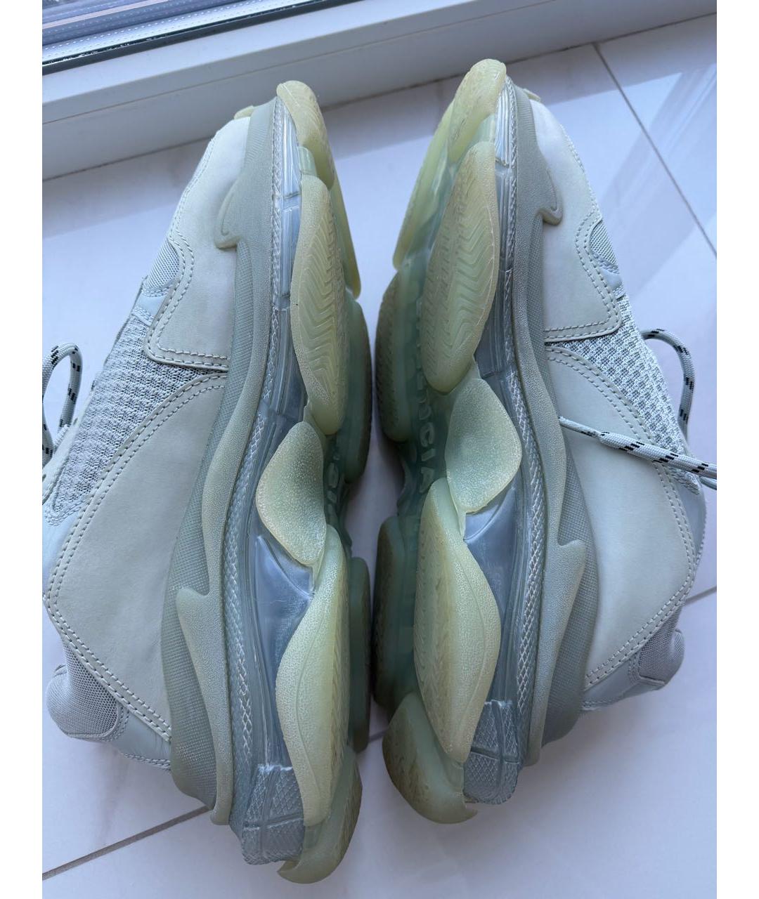 BALENCIAGA Серые кожаные низкие кроссовки / кеды, фото 5
