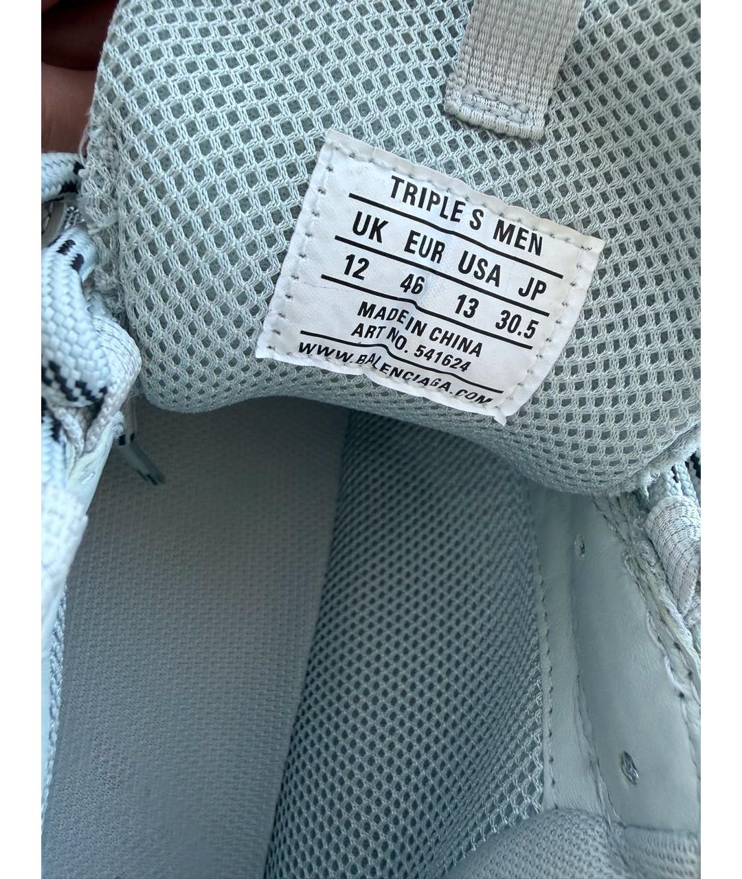 BALENCIAGA Серые кожаные низкие кроссовки / кеды, фото 8