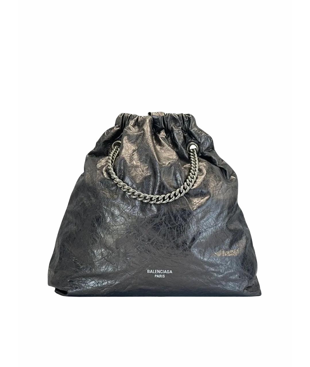 BALENCIAGA Антрацитовая кожаная сумка тоут, фото 1