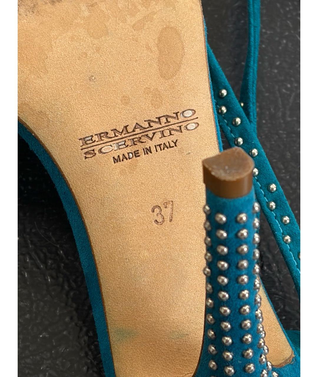 ERMANNO SCERVINO Голубые замшевые босоножки, фото 7