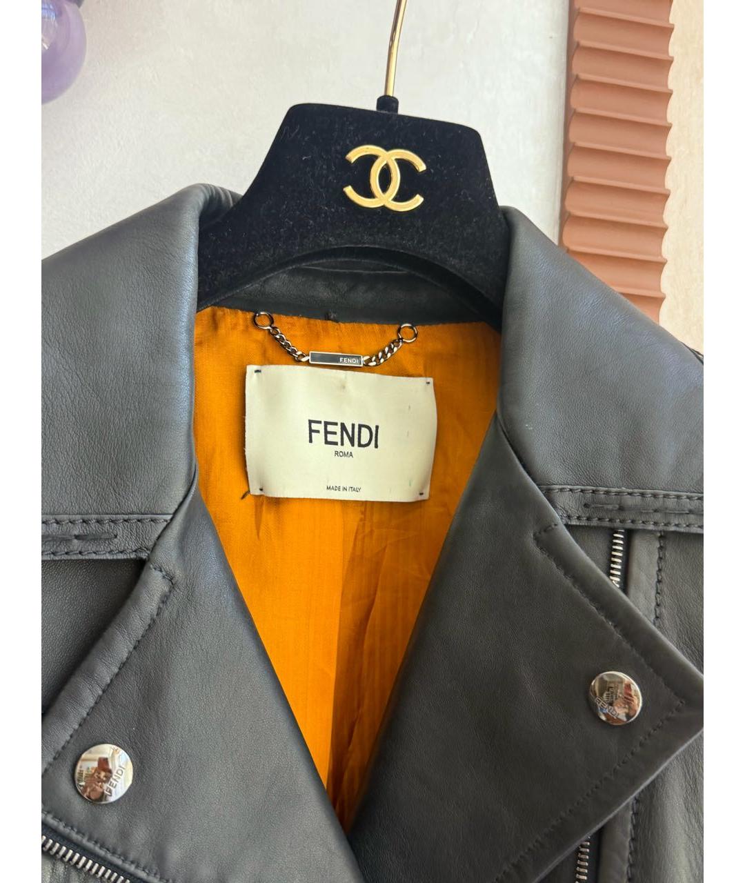 FENDI Черная кожаная куртка, фото 2