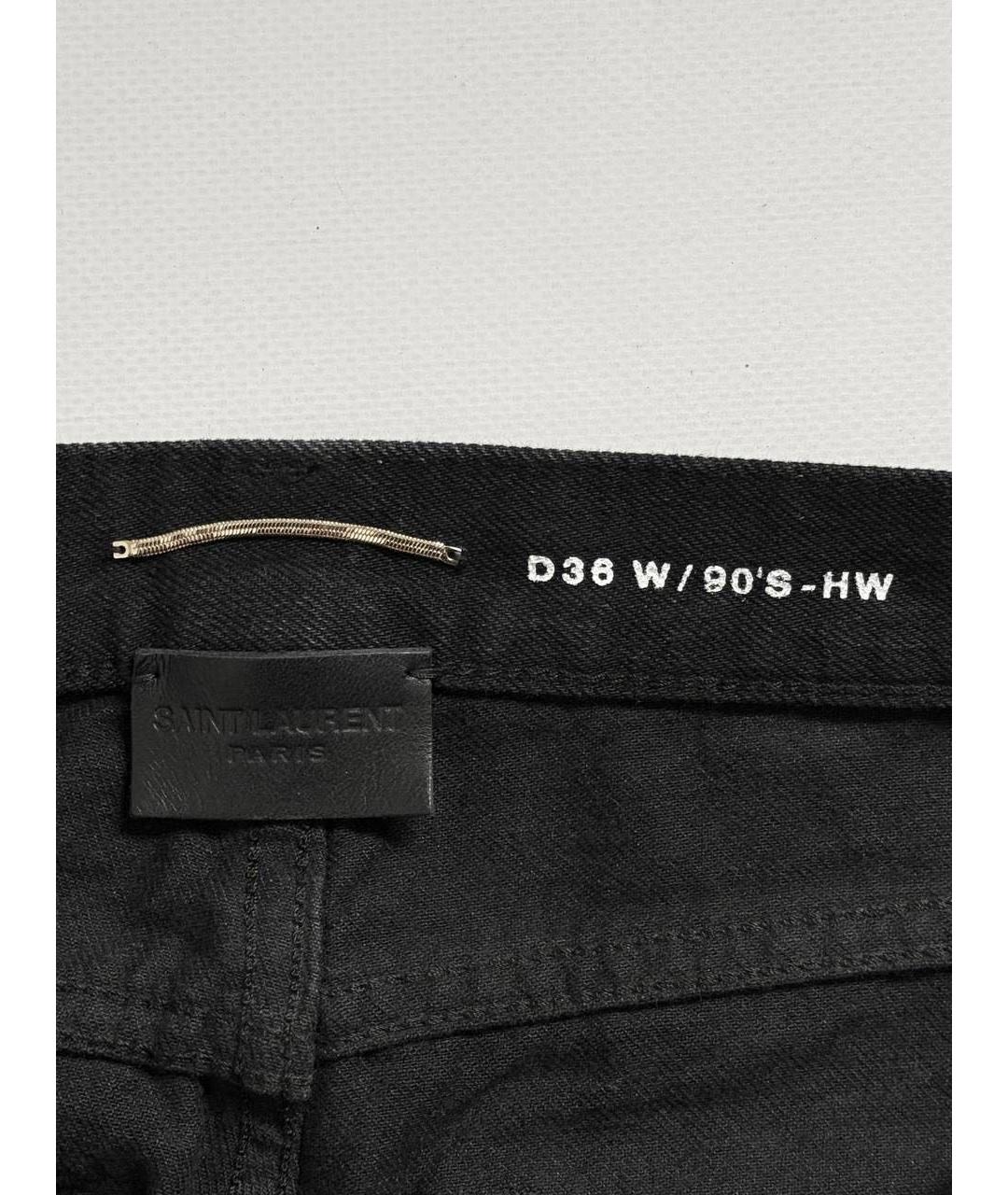 SAINT LAURENT Черные хлопковые прямые джинсы, фото 3
