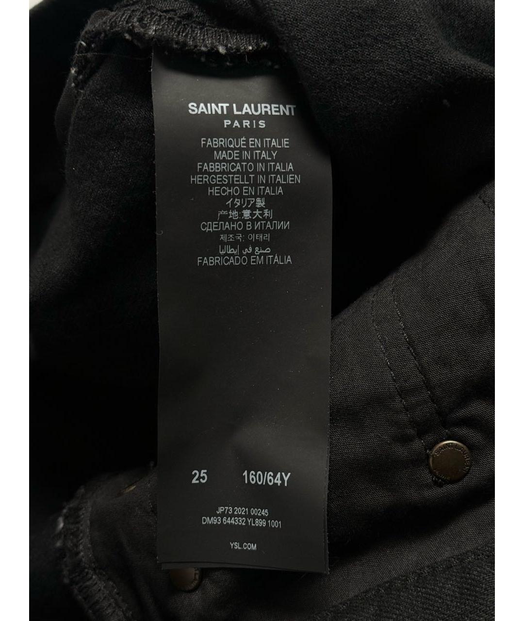 SAINT LAURENT Черные хлопковые прямые джинсы, фото 8